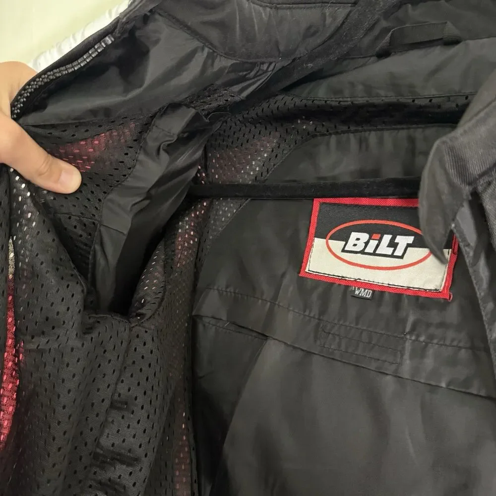 BILT Motorcycle Jacket Women's Medium Black Pink Full Zip Padded Pockets